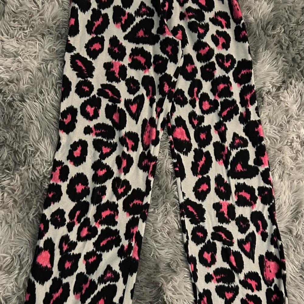 Total Girl Black and Pink Leopard Print Pants